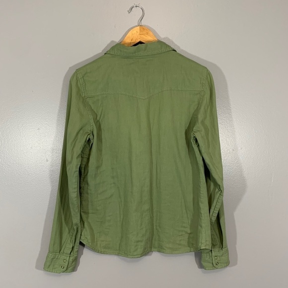 AMERICAN EAGLE | Army Green Button Up Shirt Casual Comfy Modern Boho​​ - Picture 3 of 6